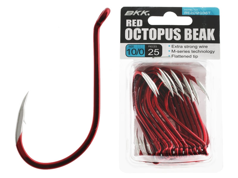 BKK Octopus Beak Hooks Red Bulk Pack Qty 25 10/0