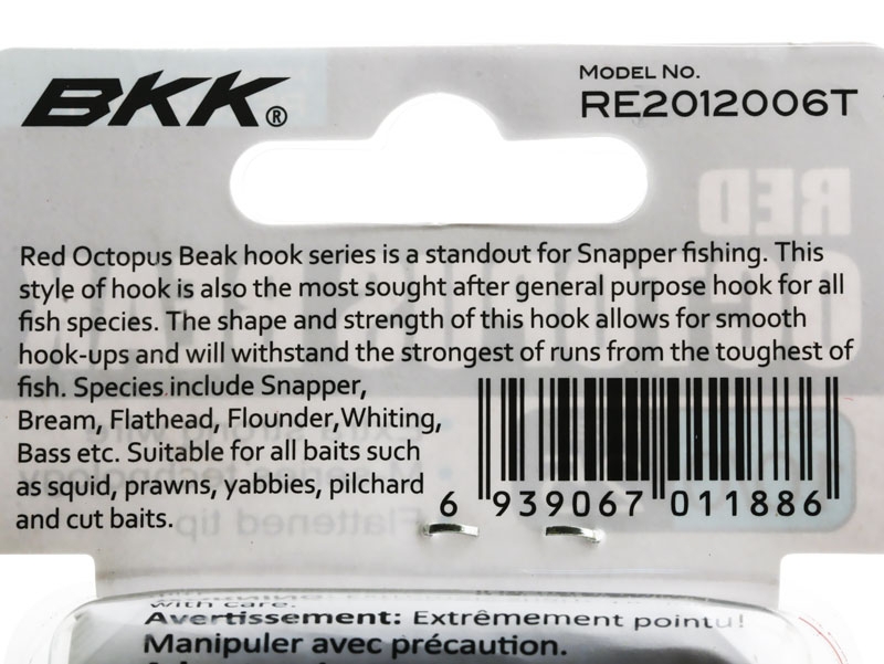 BKK Octopus Beak Hooks Red Bulk Pack Qty 25
