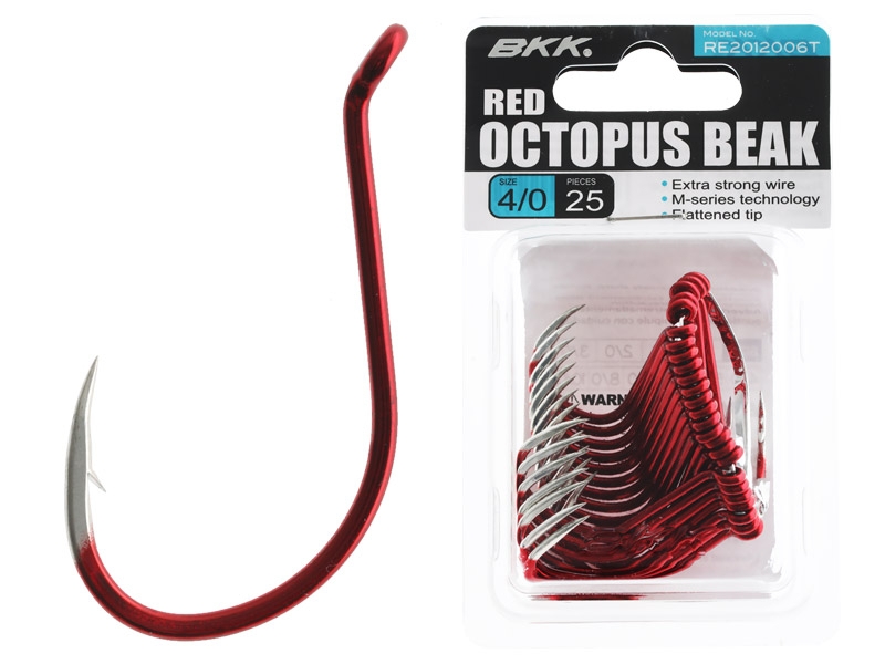 BKK Octopus Beak Hooks Red Bulk Pack Qty 25 4/0