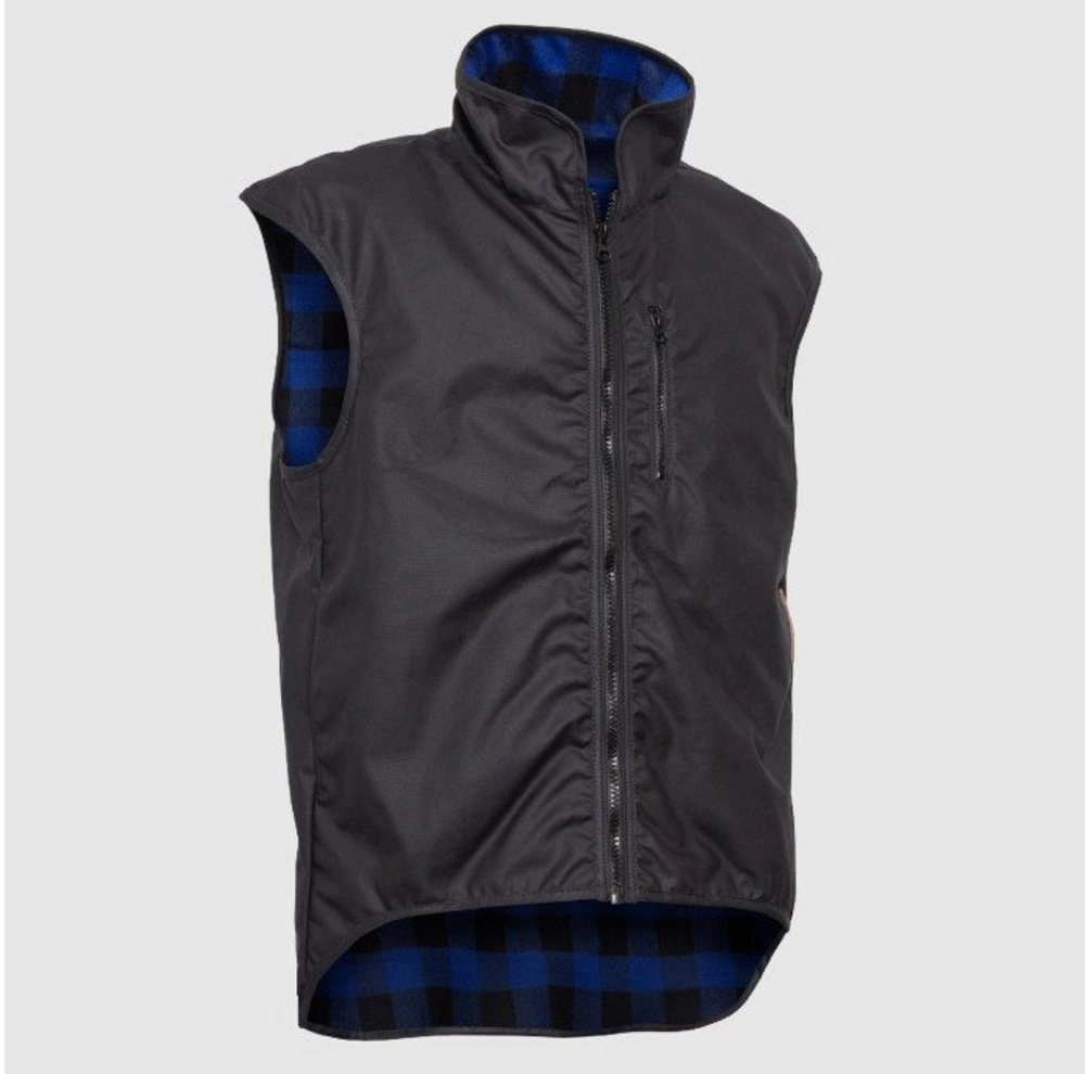 Styx Mill Oilskin Blue Check Wool Lined Province Vest Black M Styx Mill Oilskin Blue Check Wool Lined Province Vest Black M