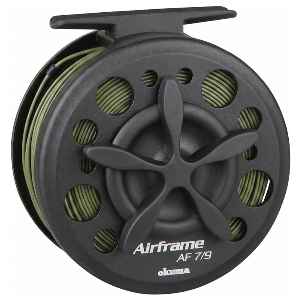 Okuma Airframe 7/9 Fly Reel Spooled 8WT AF Line, 1X 9ft Tippet and 100m Backing