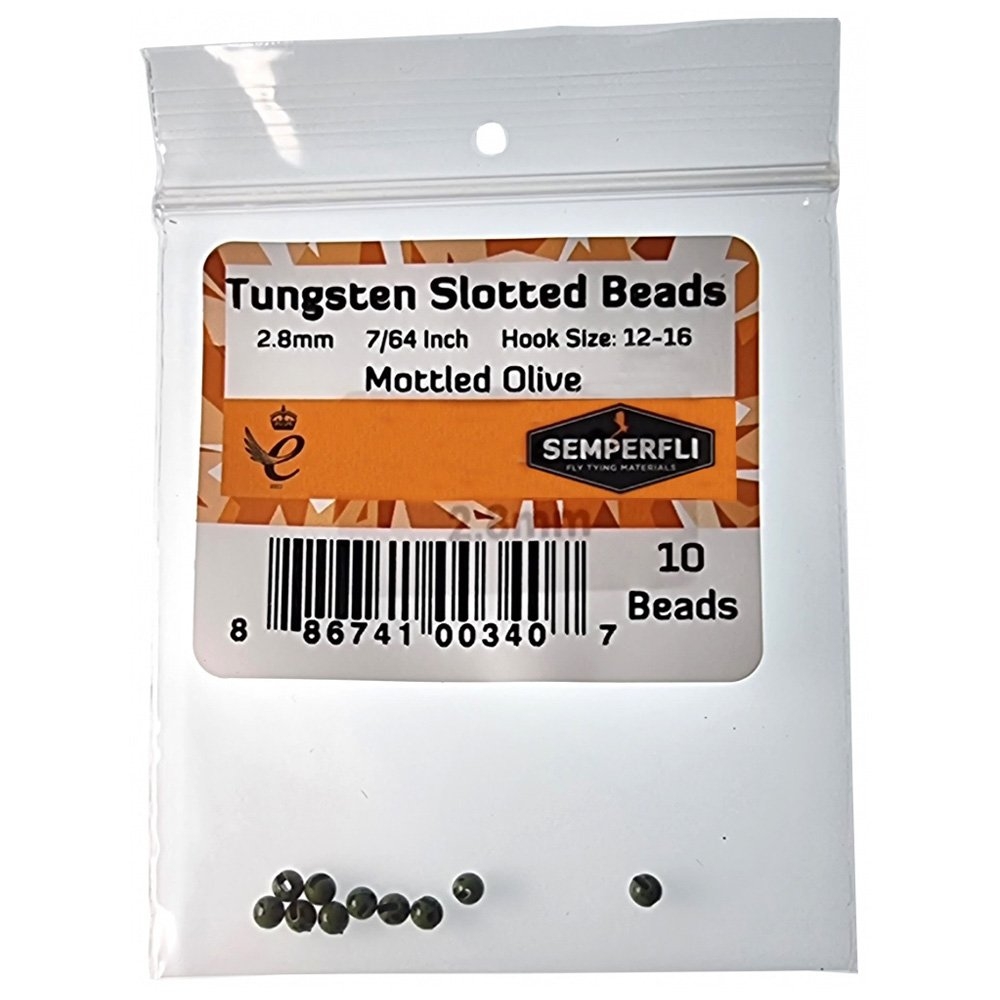 Semperfli Slotted Tungsten Beads 2.8mm Mottled Olive Qty 10