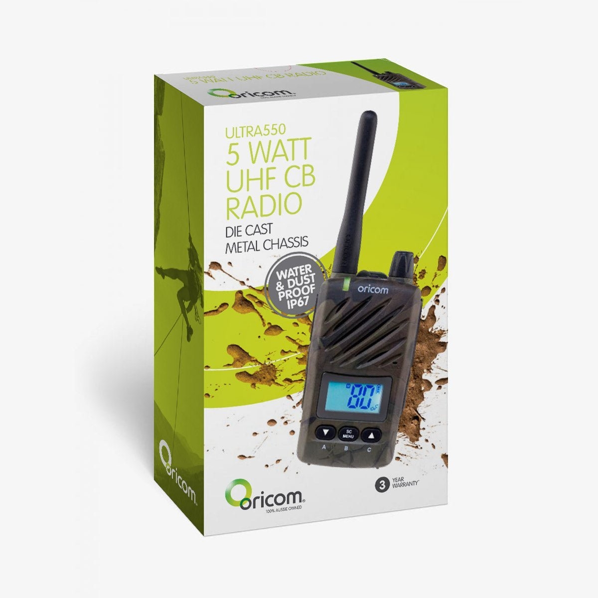 Oricom ULTRA550-1C Waterproof Handheld Land UHF CB Radio 5W