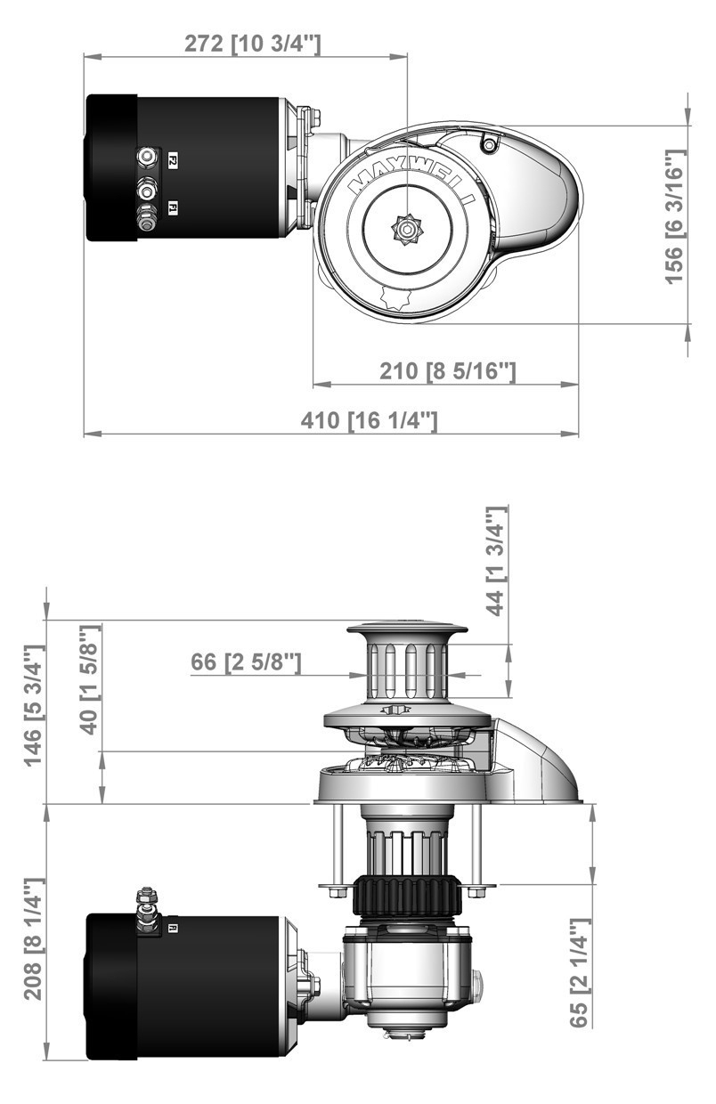 Maxwell RC8-6 24V 600W 165TDC CW Chainwheel and Capstan
