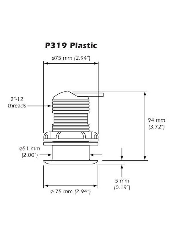 Airmar P319 Plastic Thru-Hull Transducer 600w 50/200kHz