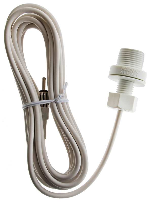 Pacific Aerials SeaMaster Pro Through Deck AM/FM Antenna Mount with Cable White