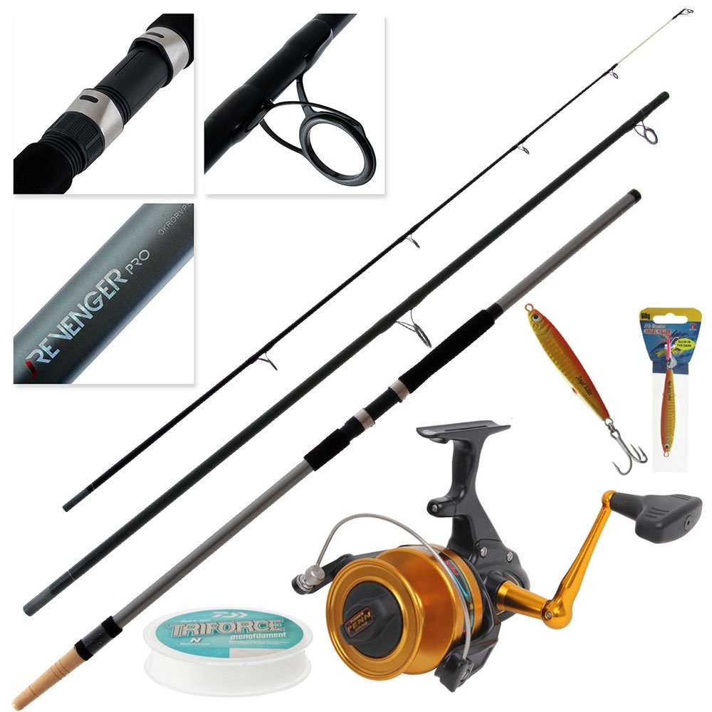 PENN Spinfisher 750 SSM Okuma Revenger Pro Surfcasting Combo with Line and Jig 13ft 6in 8-10kg 3pc