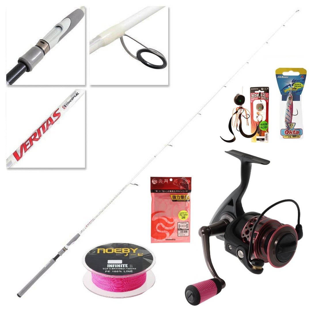 PENN Passion 3000 Abu Garcia Veritas Ladies Soft Bait Spin Combo with Braid and Jig 7ft 4in 3-5kg 2pc