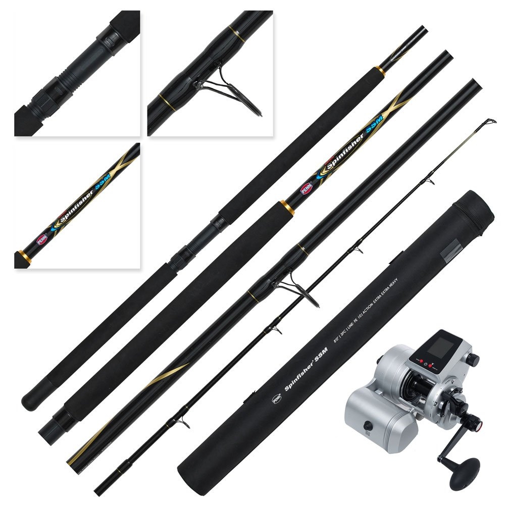 PENN Fathom 50 Spinfisher Electric Drone Fishing Combo with Battery Braid and Tackle 8ft PE10 3pc