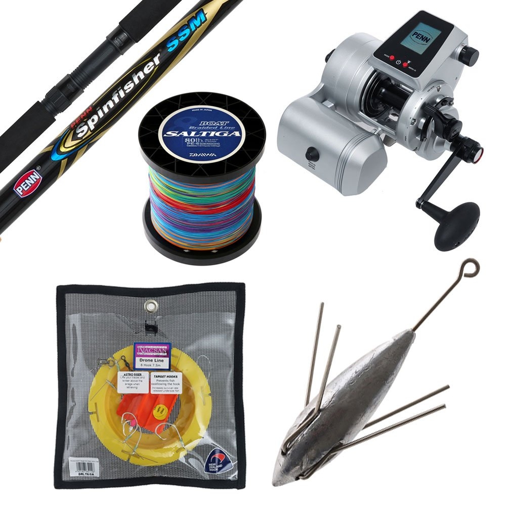 PENN Fathom 80 Spinfisher Electric Drone Fishing Package 8ft PE10 3pc