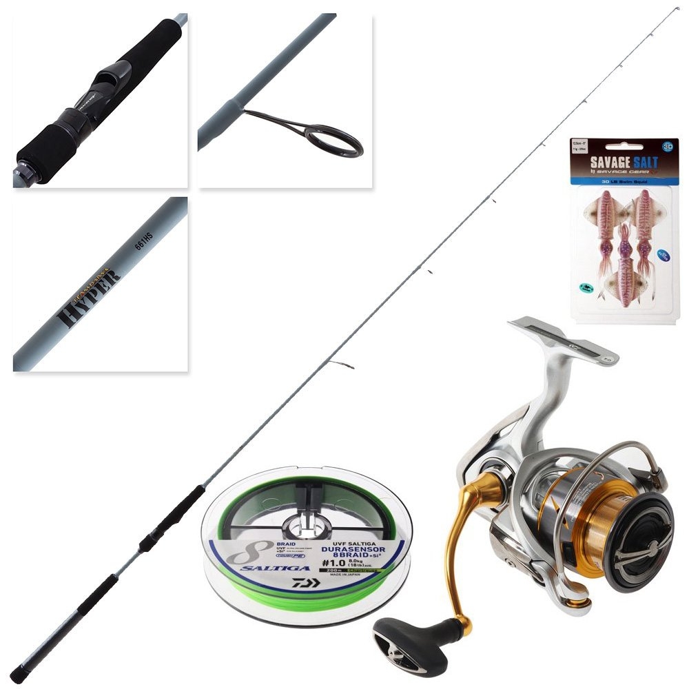 Daiwa Freams LT 3000 TD Hyper Soft Bait / Slow Jig Combo with Braid and Softbait 6ft 6in PE1-2 1pc