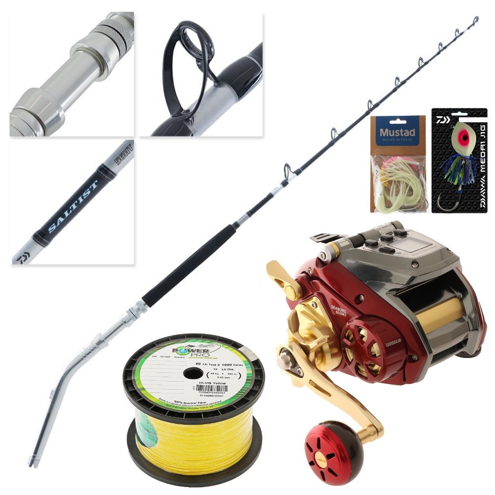 Daiwa Seaborg 800MJ Saltiga Electric Combo with Braid and Jig 5ft 6in PE6-10 2pc
