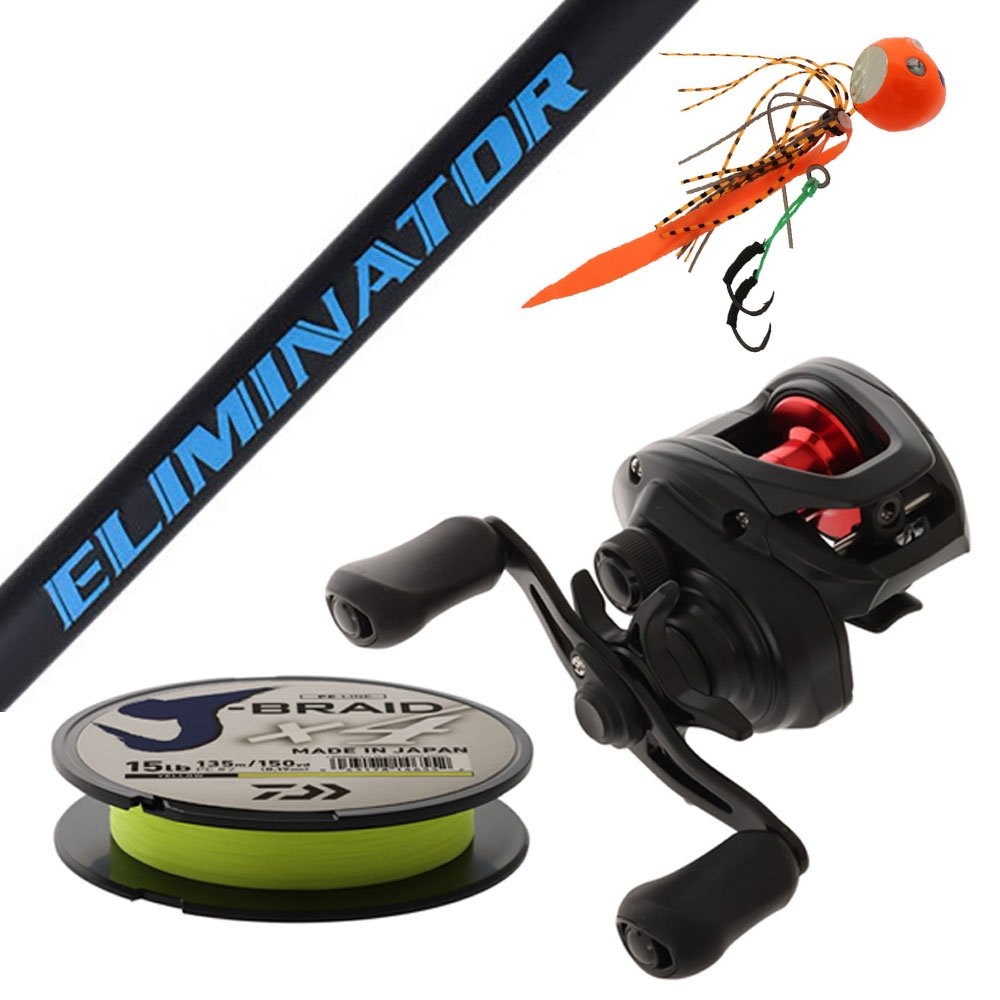 Daiwa 21 PR100 Eliminator SJ Slow Jig Combo with Braid and Lure 6ft 6in PE2-3 2pc