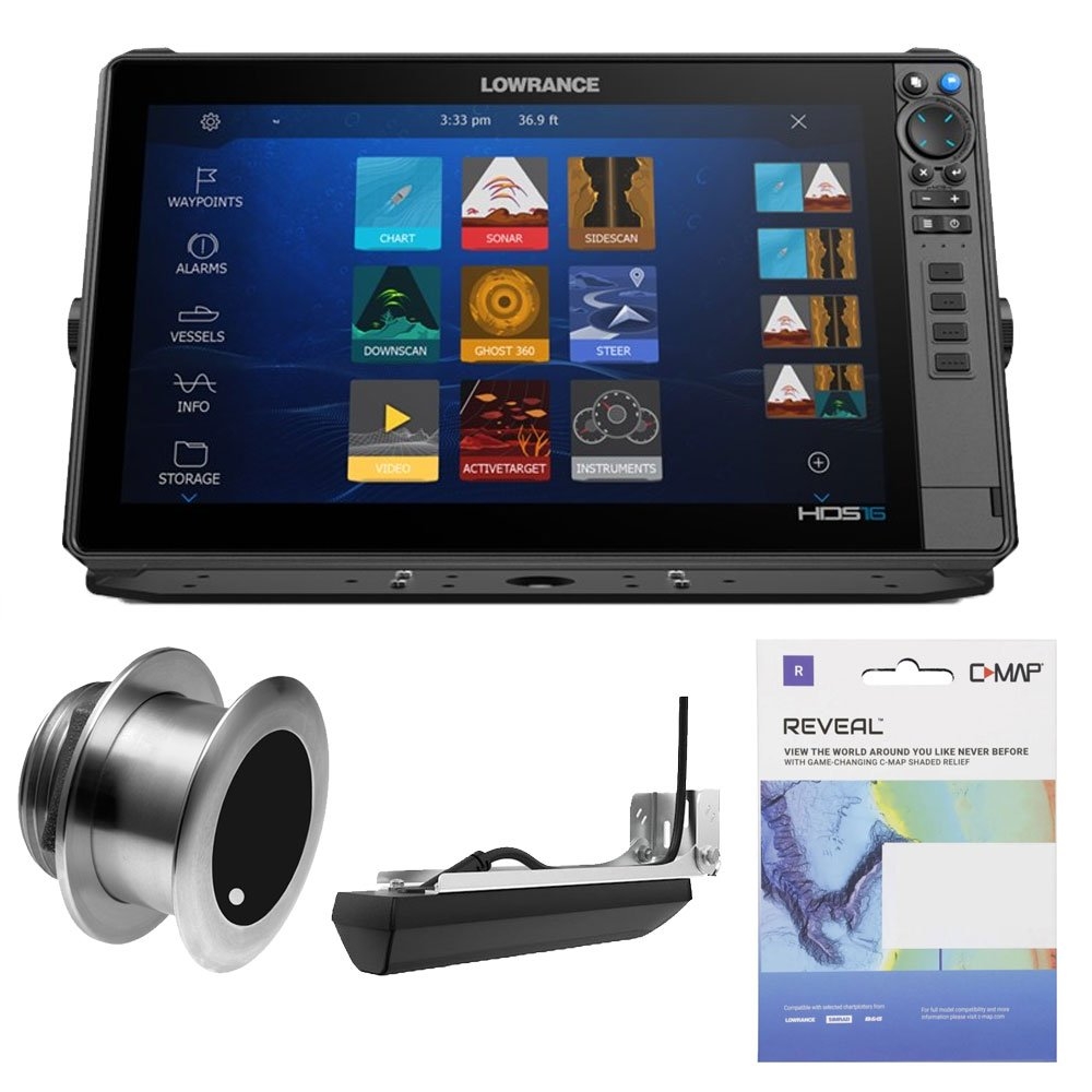 Lowrance HDS-16 Pro Thru-Hull 1KW CHIRP Deep Water Trailer Boat Package