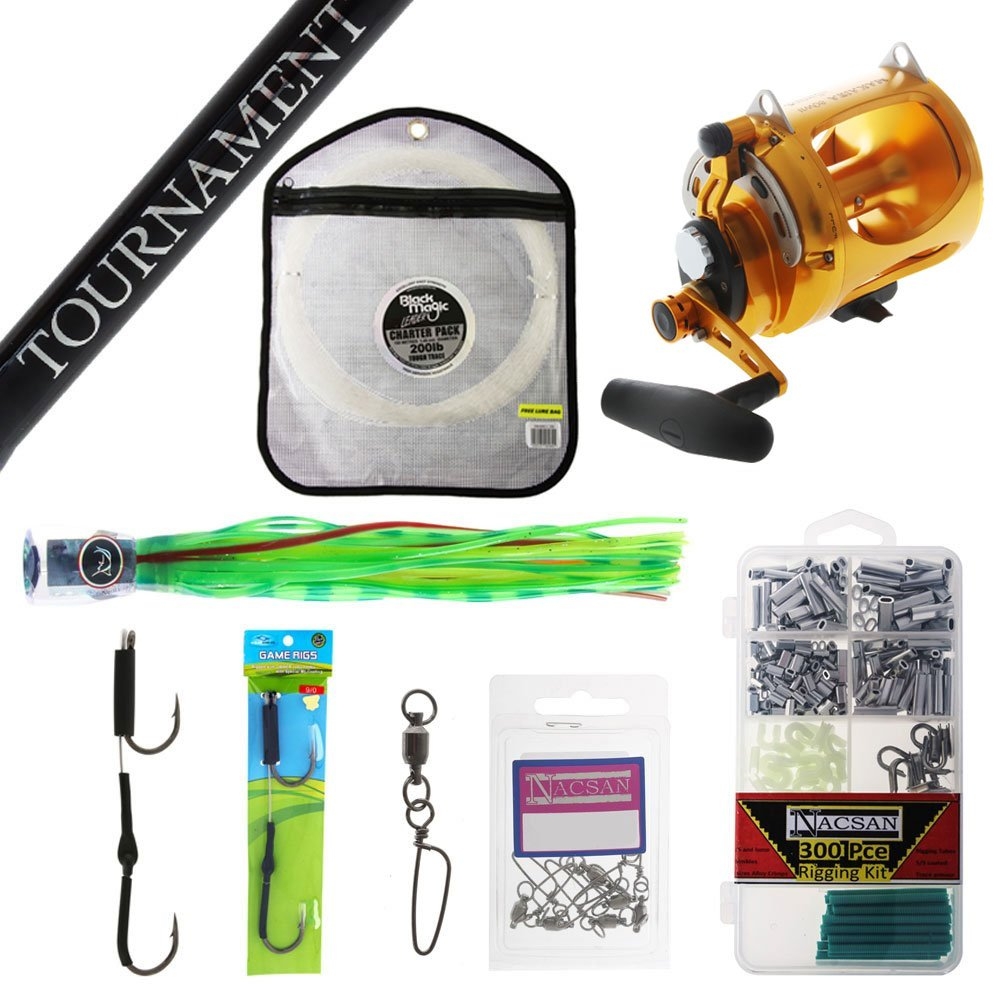 Okuma Makaira Gold 80WII Tournament 2-Speed Straight Butt Gamefishing Package 5'6'' PE6-10 2pc