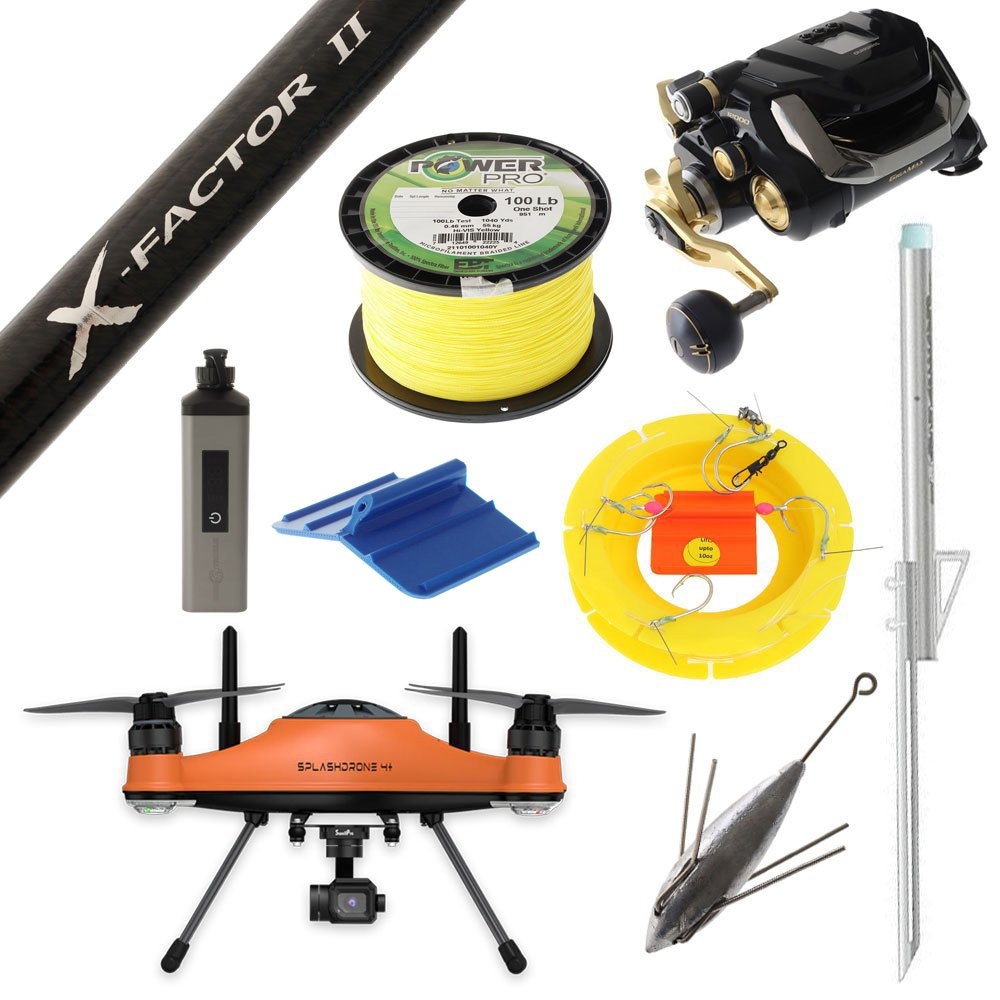 SwellPro Splashdrone SD4+ Shimano Beastmaster X-Factor Waterproof Electric Drone Fishing Package 8ft 6in 15-24kg 2pc