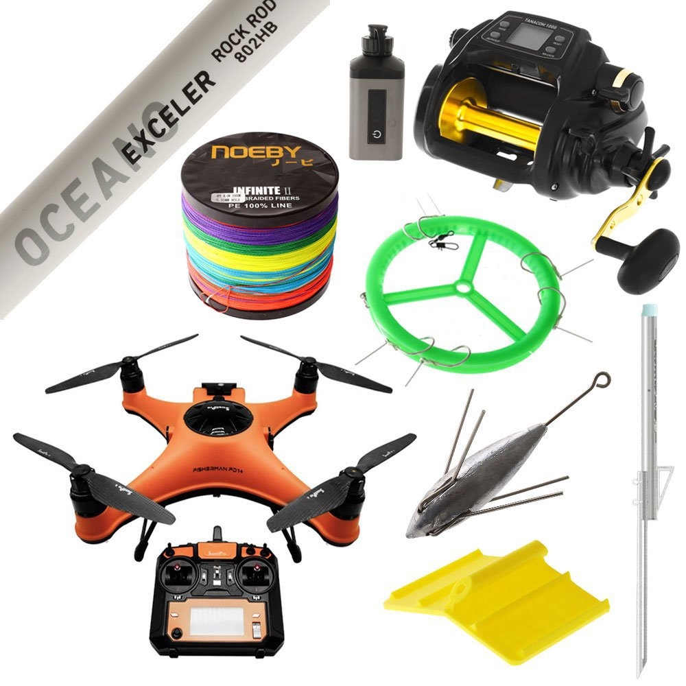 SwellPro Fisherman FD1+ Daiwa Tanacom Waterproof Electric Drone Fishing Package 8ft 10-15kg 2pc