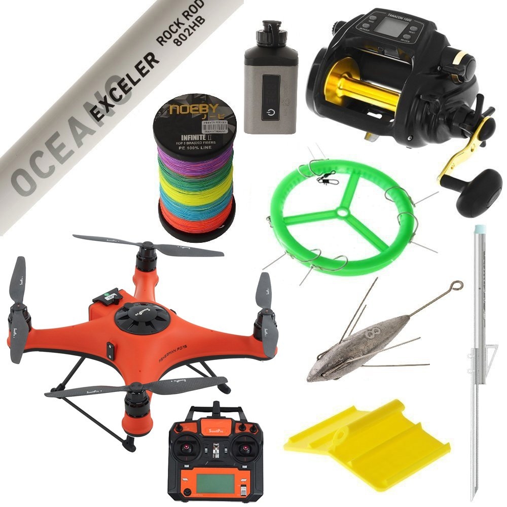 SwellPro Fisherman FD1S Daiwa Tanacom Waterproof Electric Drone Fishing Package 8ft 10-15kg 2pc