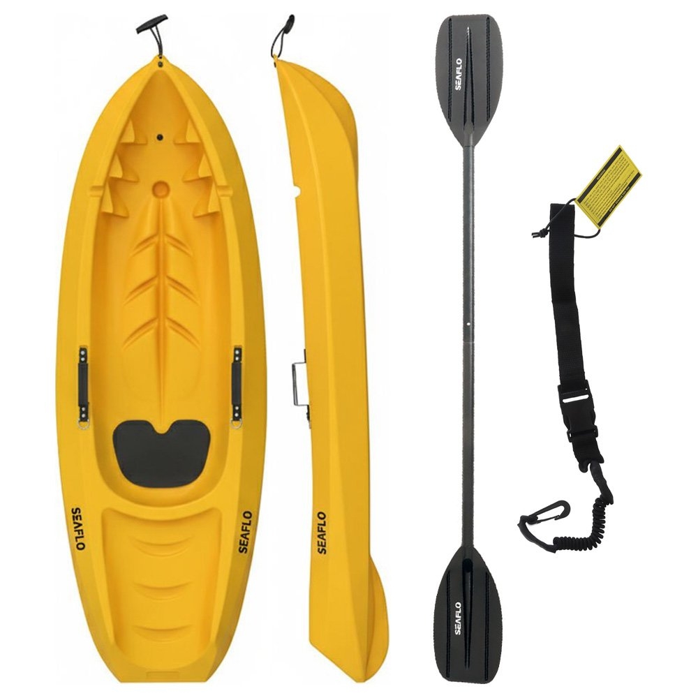 Seaflo Kids Kayak with Paddle and Leash 6ft Yellow