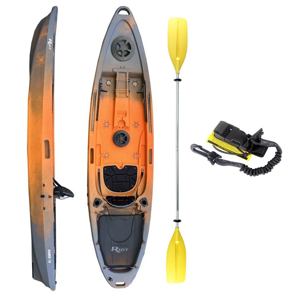 Seaflo Riot Range Fishing Kayak with Storage Well Paddle and Leash 10ft