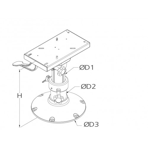 V-Quipment Manually Adjustable Seat Pedestal with Slide 43.5-63.5cm