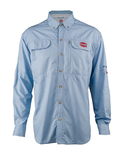 PENN Performance Vented Long Sleeve Fishing Shirt Blue 2XL