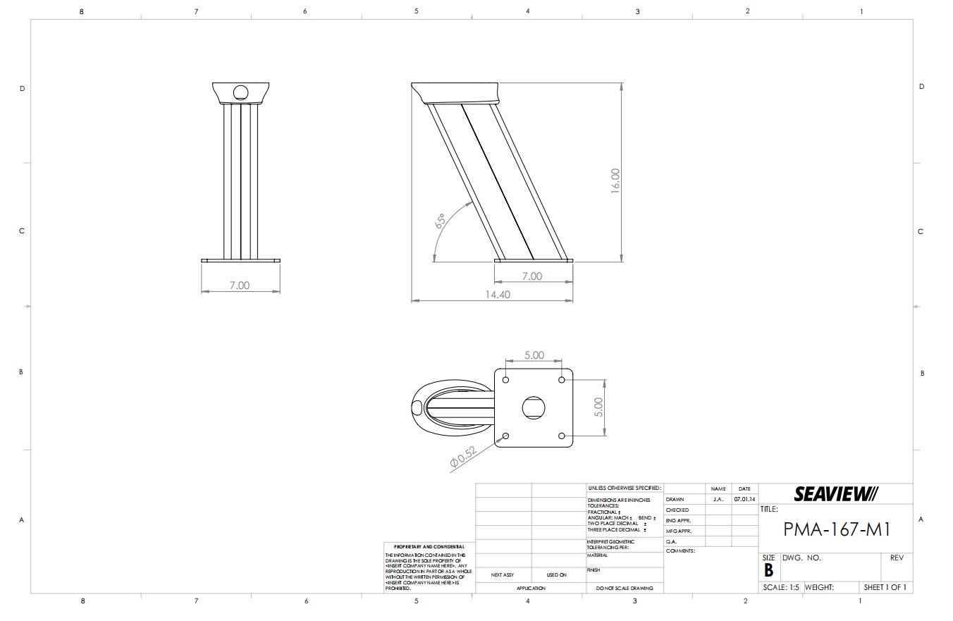 Seaview PMA167M1 Aft Leaning Modular Radar Mount White 40.64cm