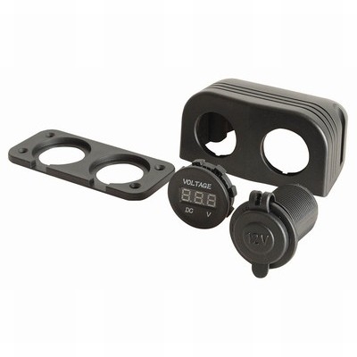 Marine Grade 12v Cigarette Power Socket with LED Voltmeter 10A