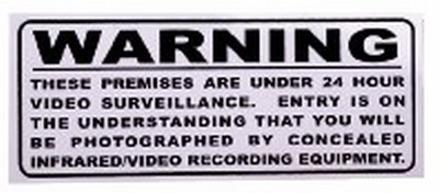 Surveillance Warning Sticker