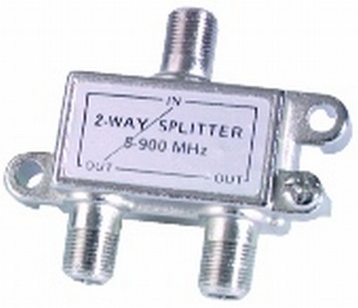2-Way TV Splitter with Power Pass - F Connectors - Die Cast