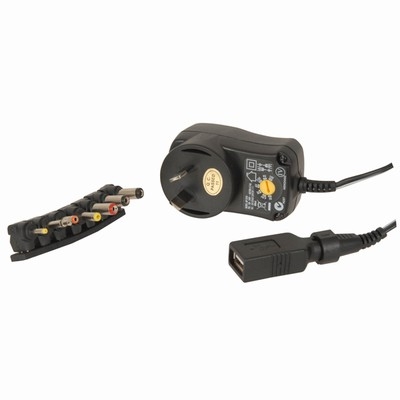 12VDC Regulated Switchmode Plugpack with USB Outlet