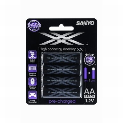 Sanyo XX High Capacity Eneloop AA Ni-MH Battery 1.2V 2500mAH 4 Pack
