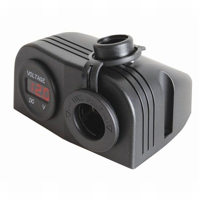 Marine Grade 12v Cigarette Power Socket with LED Voltmeter 10A