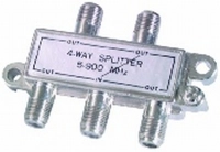 4-Way TV Splitter with Power Pass - F Connectors - Die cast Thumbnail 4-Way TV Splitter with Power Pass - F Connectors - Die cast