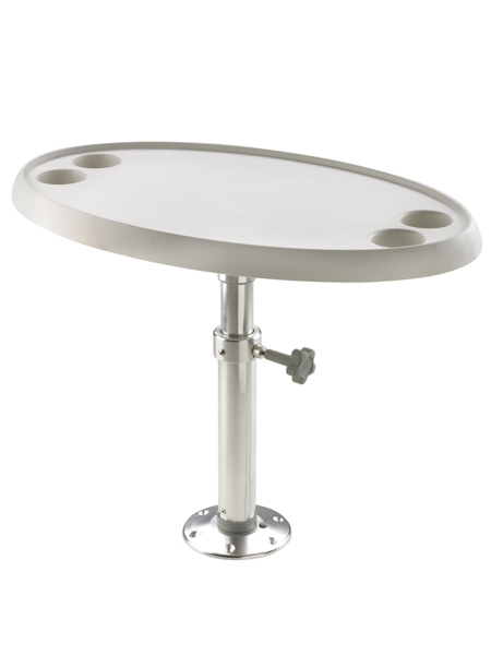 V-Quipment Adjustable Height Oval Table with Removable Pedestal and Base Plate 50-70cm