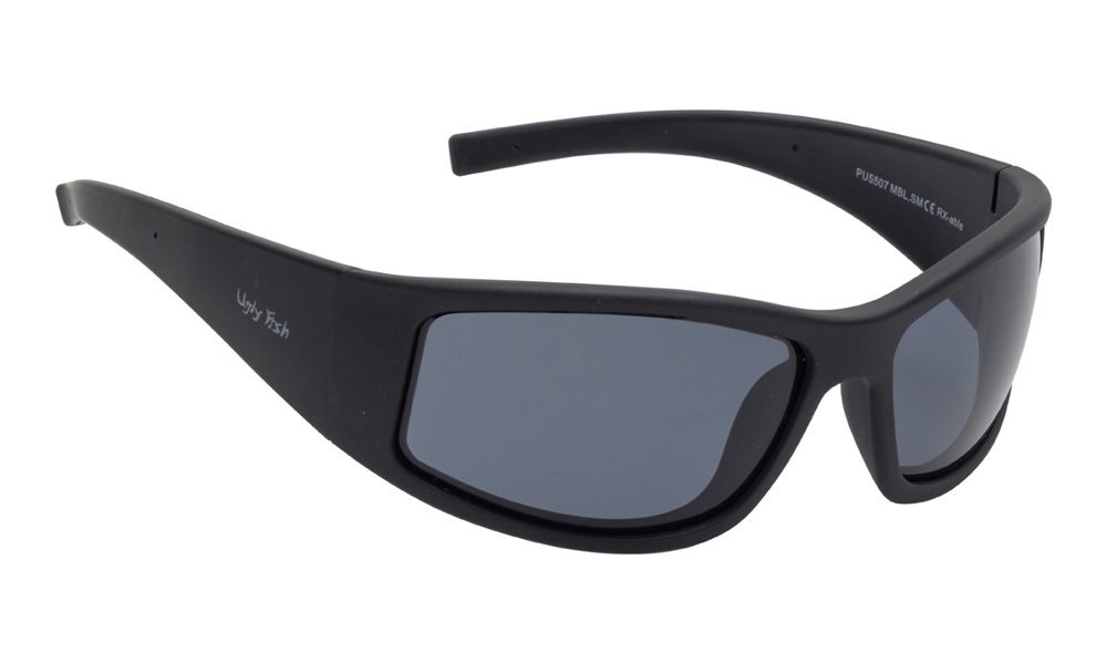 Ugly Fish PU5507 Unbreakable Polarised Wrap Sunglasses Matte Black Frame/Smoke Lens