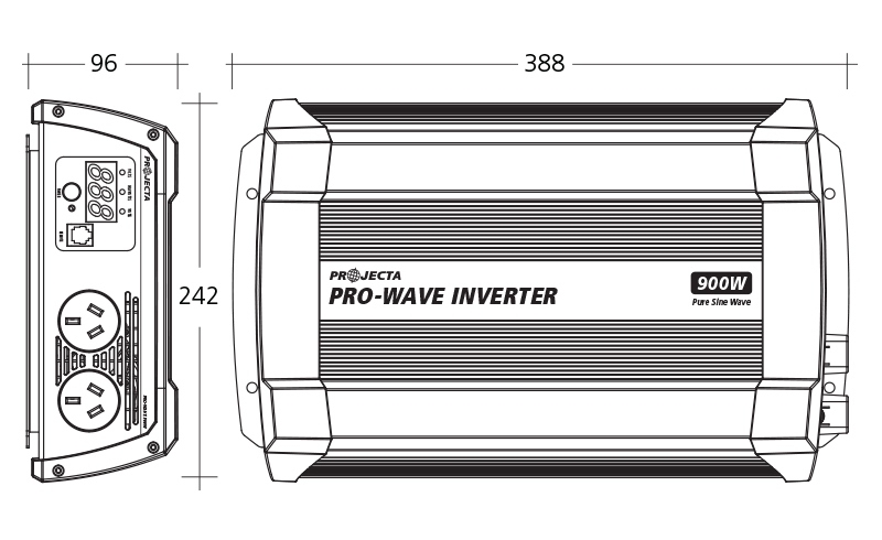 Projecta PW900 Pro-Wave Pure Sine Wave Inverter 12V