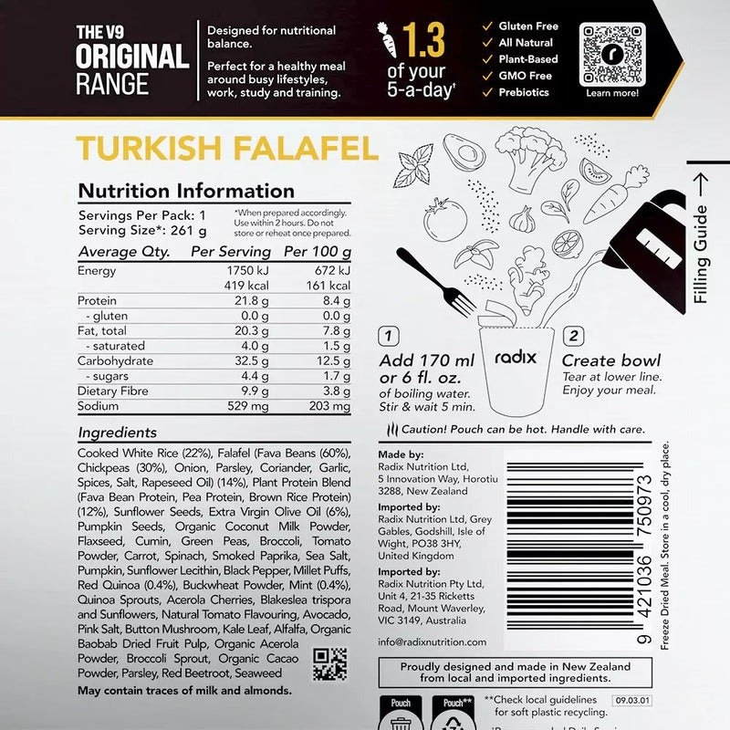 Radix Original Plant-Based Meal V9 Turkish Falafel 400kcal 91g