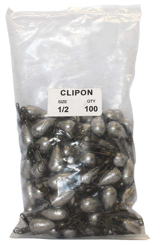 Clip-On Swivel Sinkers Bulk Pack 1/2oz Qty 100