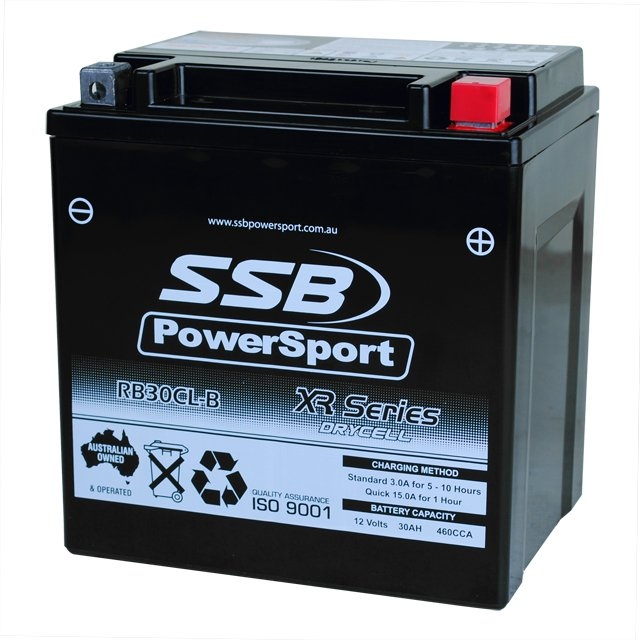 SSB RB30CL-B XR PowerSport Motorcyle/Jetski AGM Battery 12V 30Ah