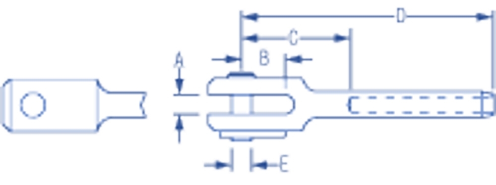 Ronstan Swage Fork 2.5mm and 3/32in Wire 4.7mm (3/16in) Pin