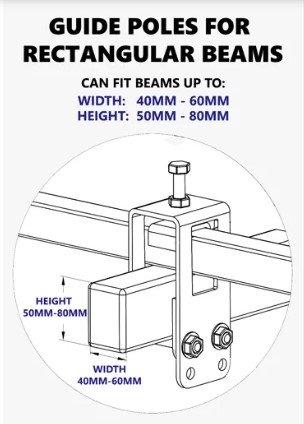 Oceansouth Boat Trailer Guide Poles for Rectangular Beam 1520mm