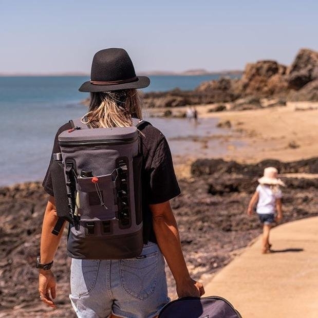 Red Original Waterproof Soft Cooler Backpack 15L Grey