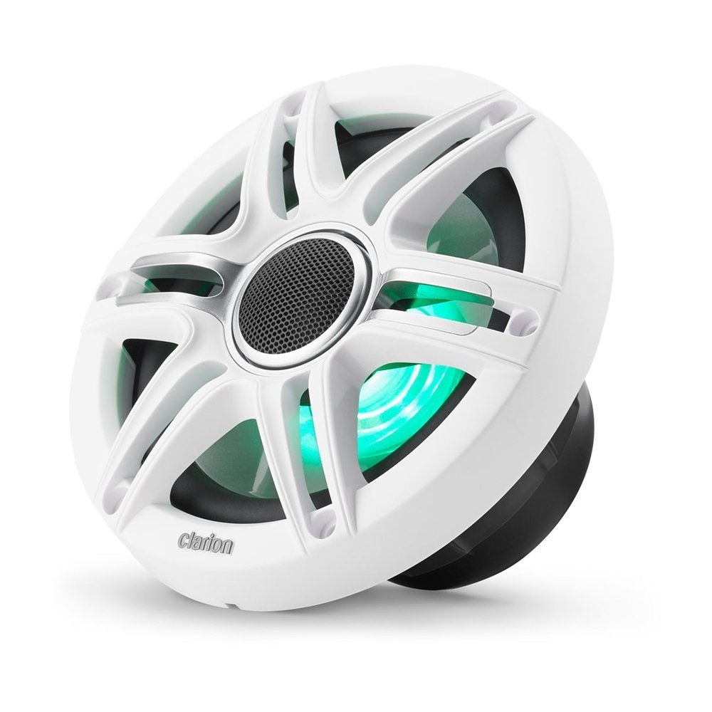 Clarion CMSP Premium LED Marine Coaxial Speakers with White/Grey Sport Grill 6.5in 50W