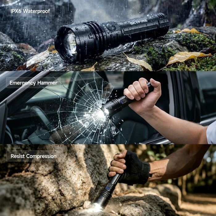 SKYFIRE 1376J Rechargeable Long-Range LED Torch 1387 Lumens