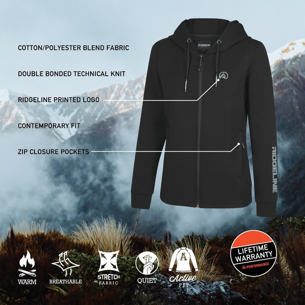 Ridgeline Bonded Womens Hoodie Black XS