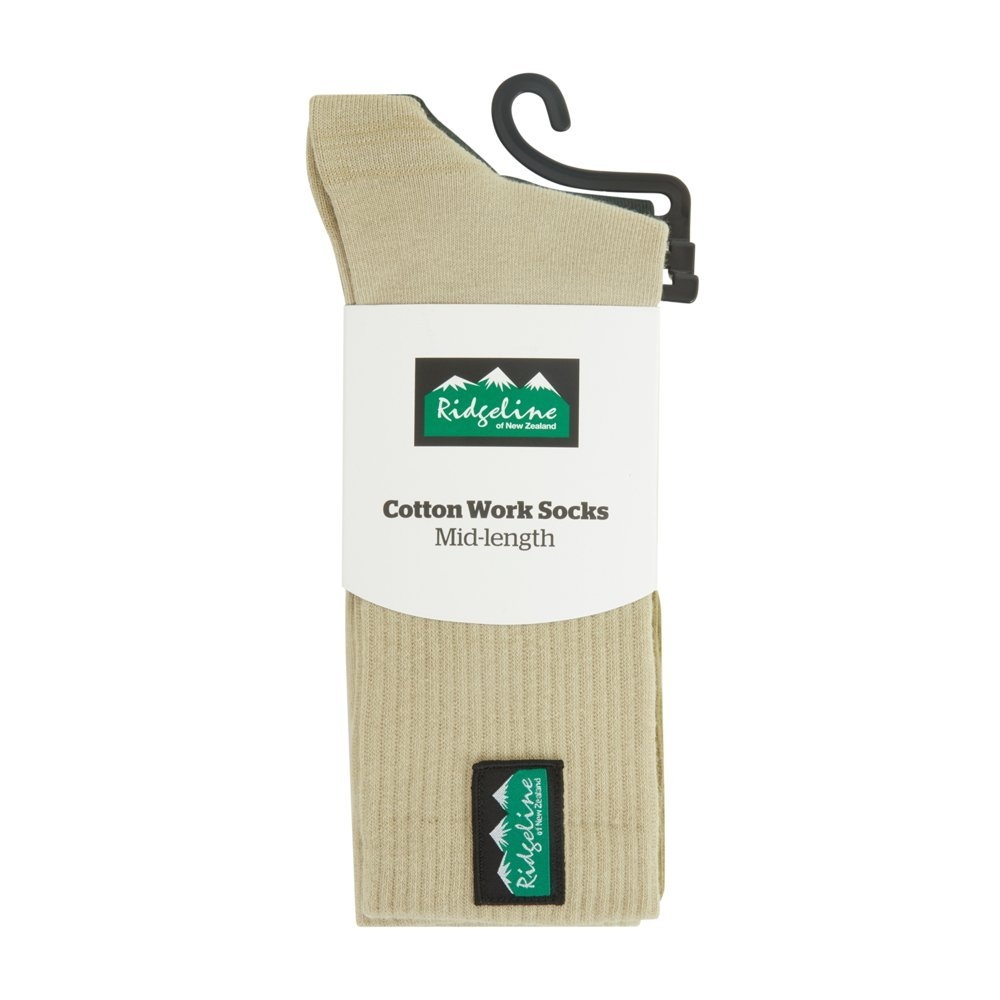 Ridgeline Cotton Light Work Socks 3-Pack Mid Length