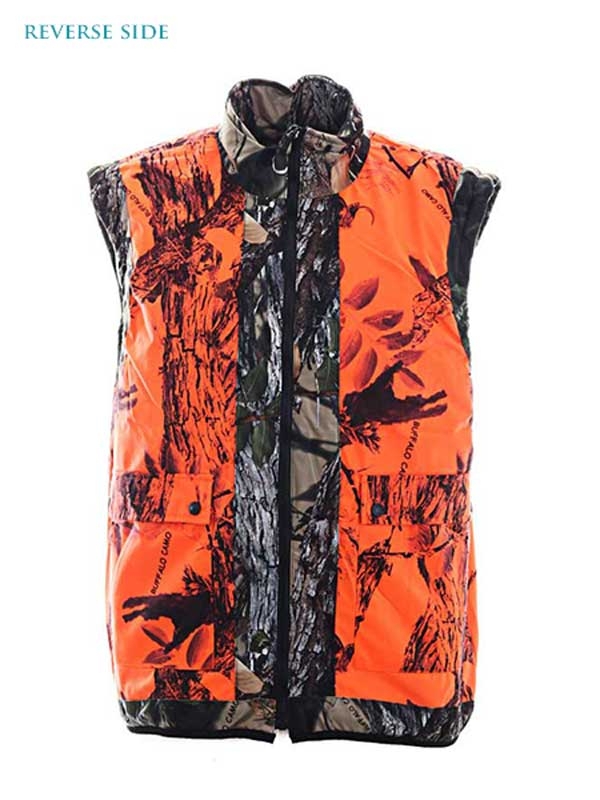 Ridgeline Trapper Reversible Hunting Vest Blaze/Buffalo Camo Small