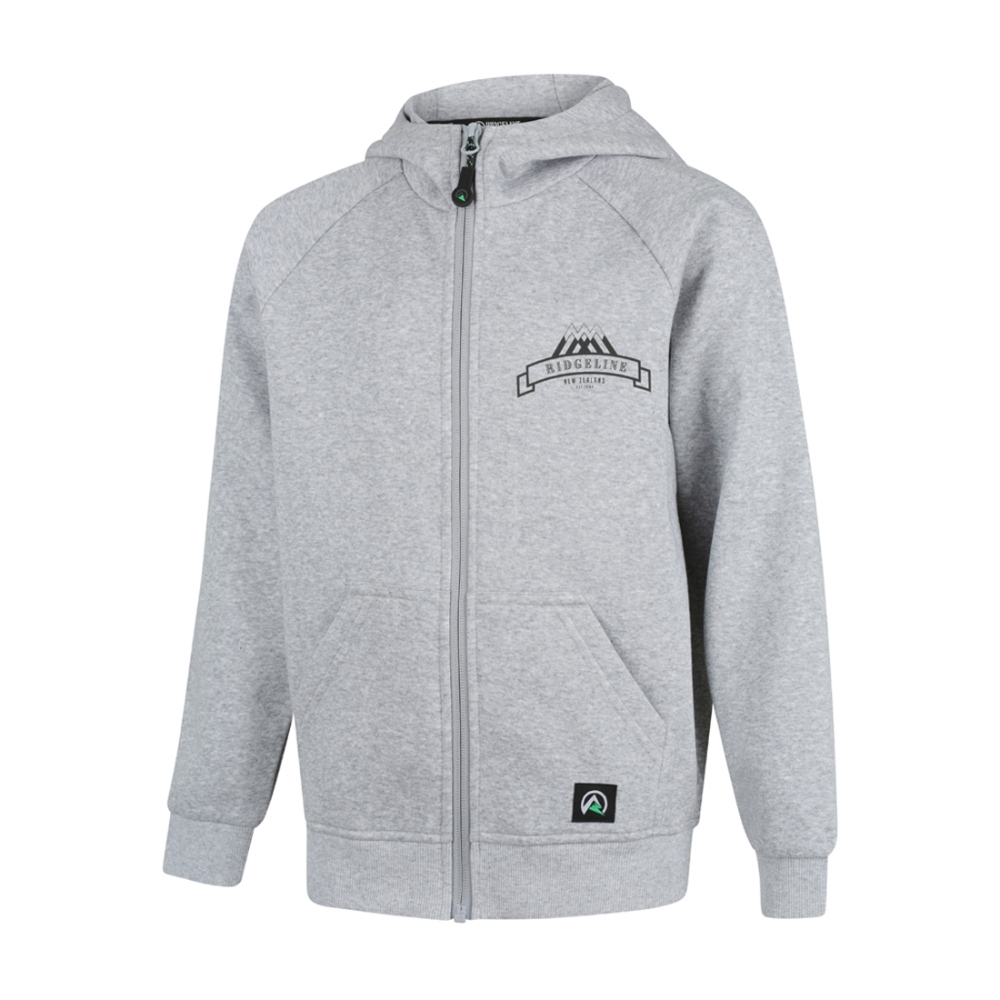 Ridgeline Impact Recycled Fleece Kids Zip Hoodie Grey 12