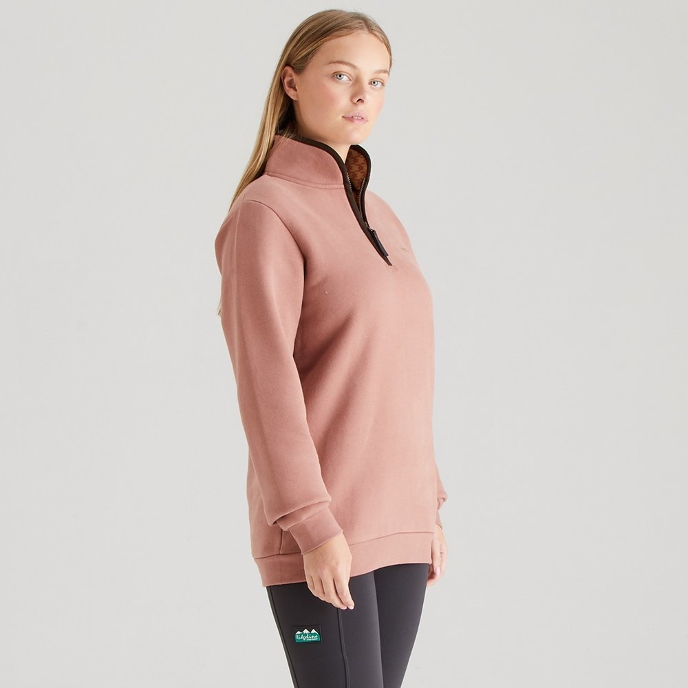 Ridgeline Brancaster Womens 1/4 Zip Top Dusky Pink